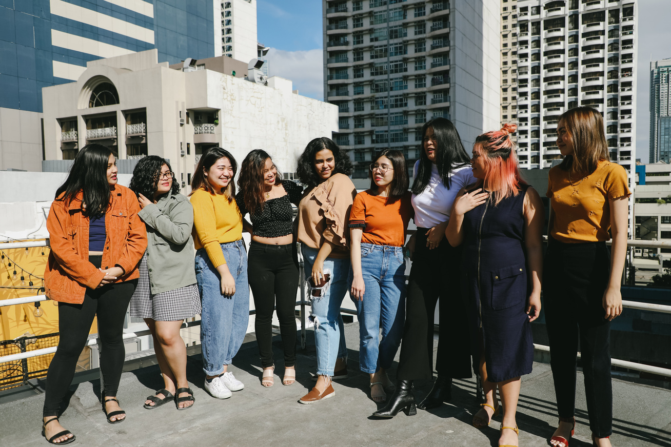 Women in office rooftop